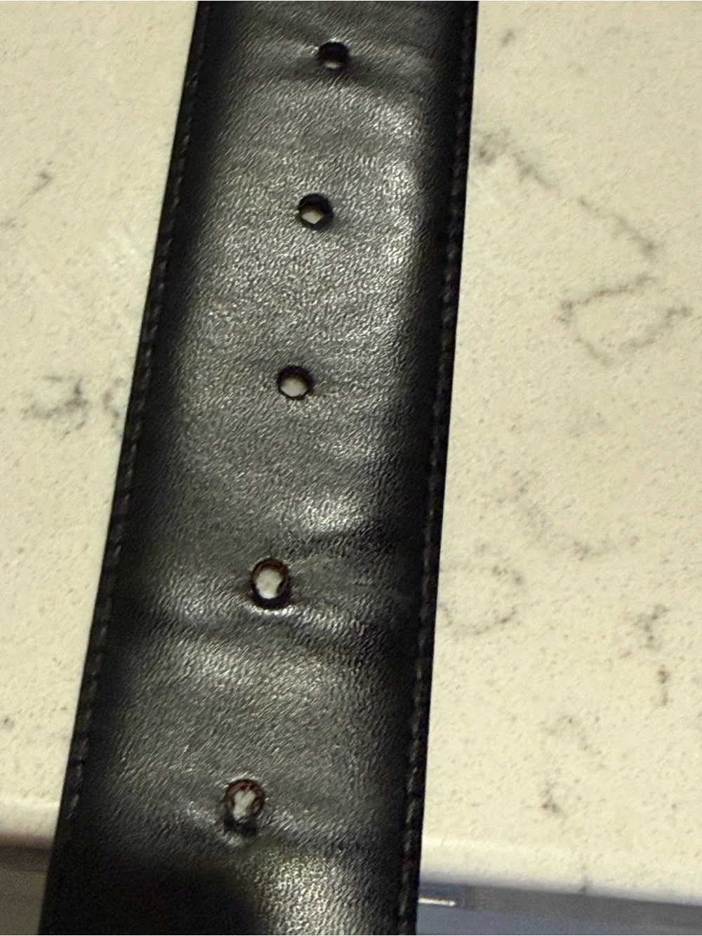 Louis Vuitton Black Leather Textured Belt with Subtle Monogram